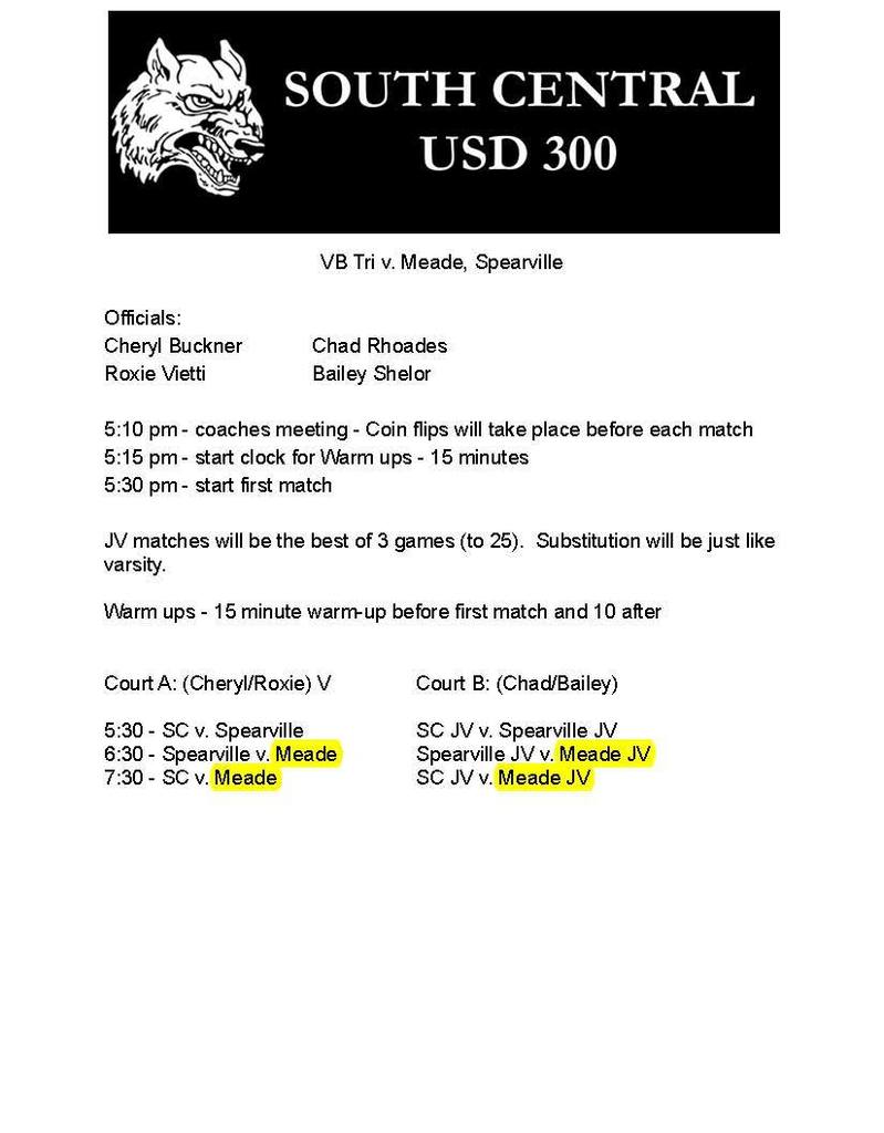 schedule of play