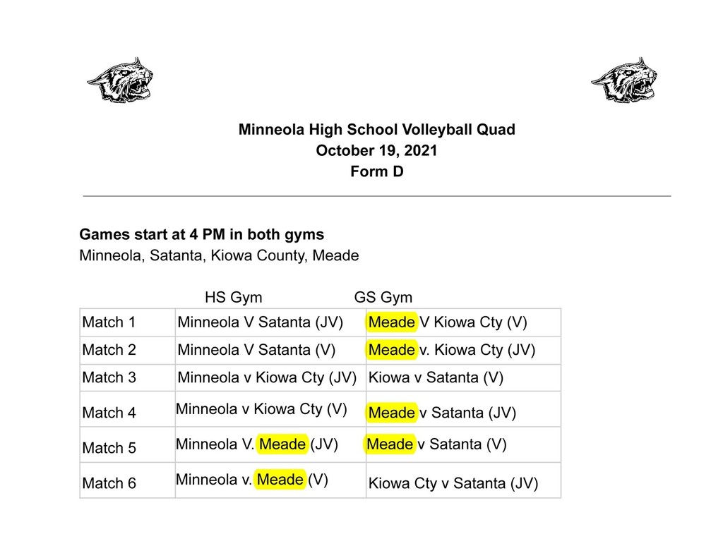schedule of play