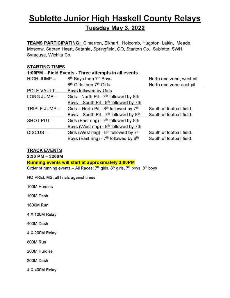 order of events