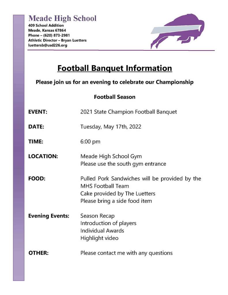 football banquet information